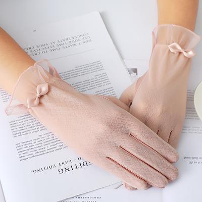 Women’s Summer Lace Ice Silk UV Protection Gloves, Touchscreen Anti-Slip Cooling Gloves for Driving Cycling Outdoor