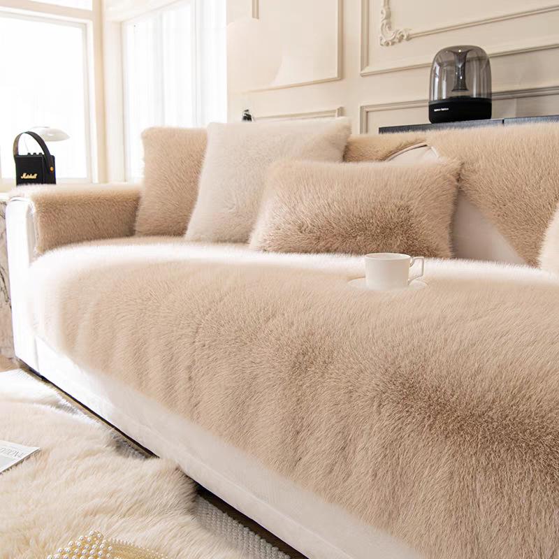 1pc French Thickened Plush Sofa Slipcover, Sofa Cover, Anti-Cat Scratch Couch Cover Furniture Protector For Bedroom Office Living Room Home Decor