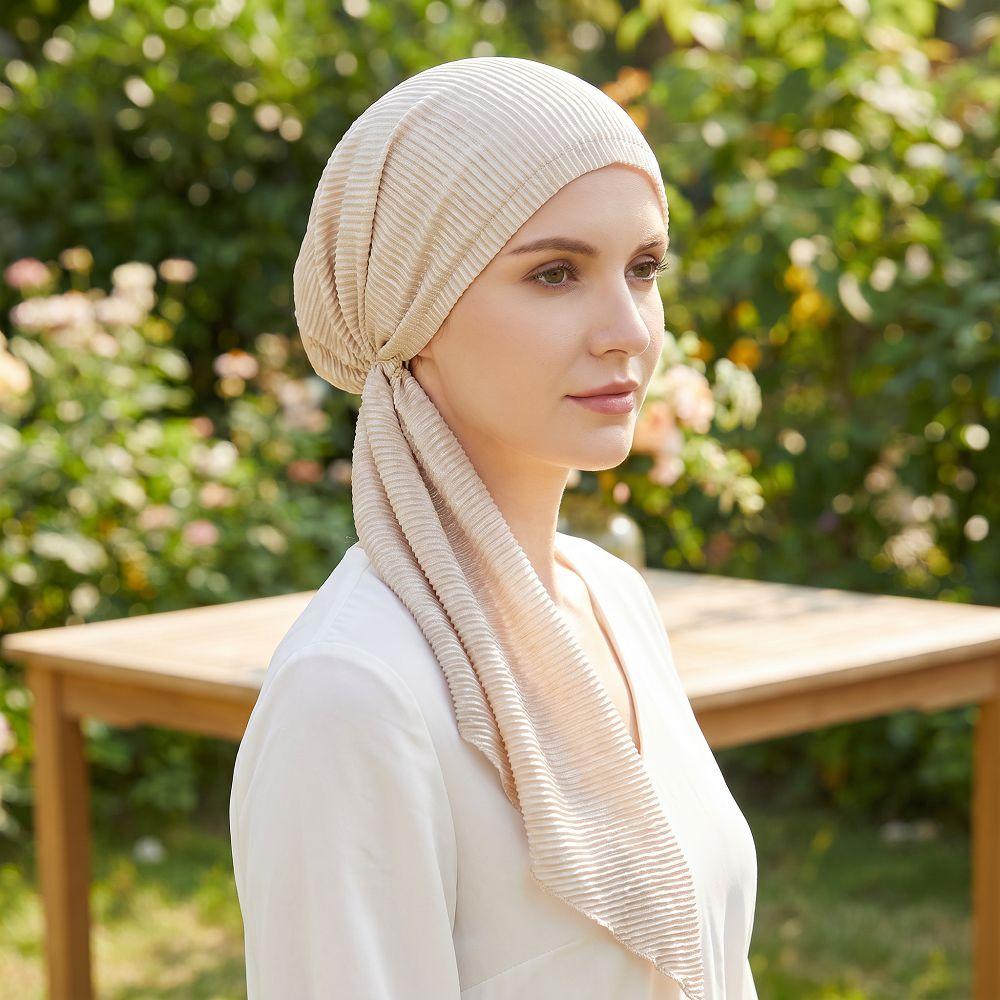 Elastic Cotton Women's Beanie Cap Soft Lady's Muslim Hijab Headscarf Turbantes Caps Muslim Women