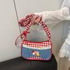 Cute cloth bag women's bag small fresh plaid shoulder handbag niche design underarm bag