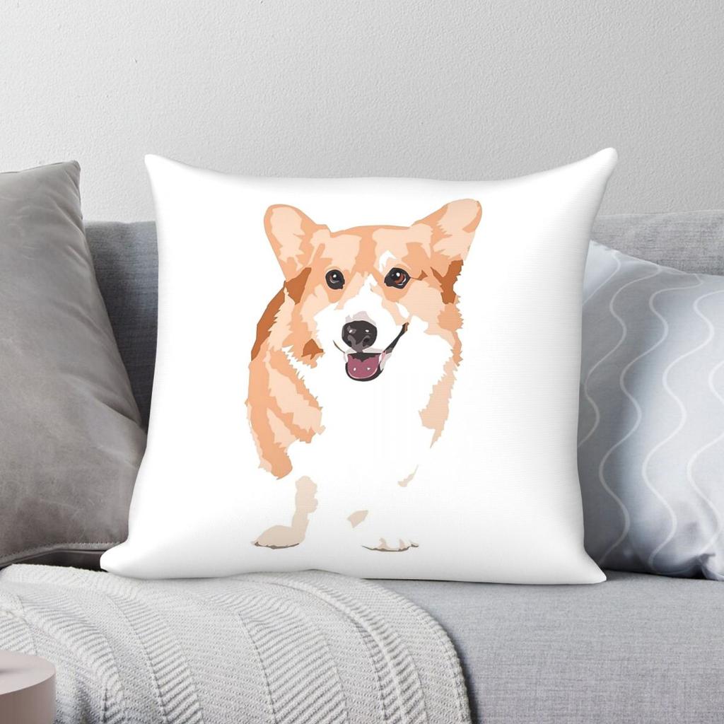 Pembroke Welsh Corgi Square Pillowcase Polyester Linen Velvet Pattern Zip Decorative Throw Pillow Case Car Cushion Cover