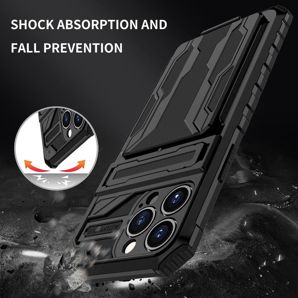 for iPhone 13 13 12 Pro Case Wallet 3-Card Flip Cover Credit Card Holder Slot Back Pocket Dual Layer Protective Hybrid Hard Case