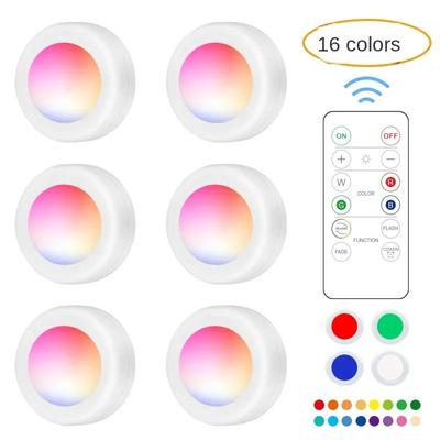 RGB LED Cabinet Light Puck Lamp 16 Colors Timmer Remote Under Shelf Kitchen Counter Wardrobe Lighting Decor