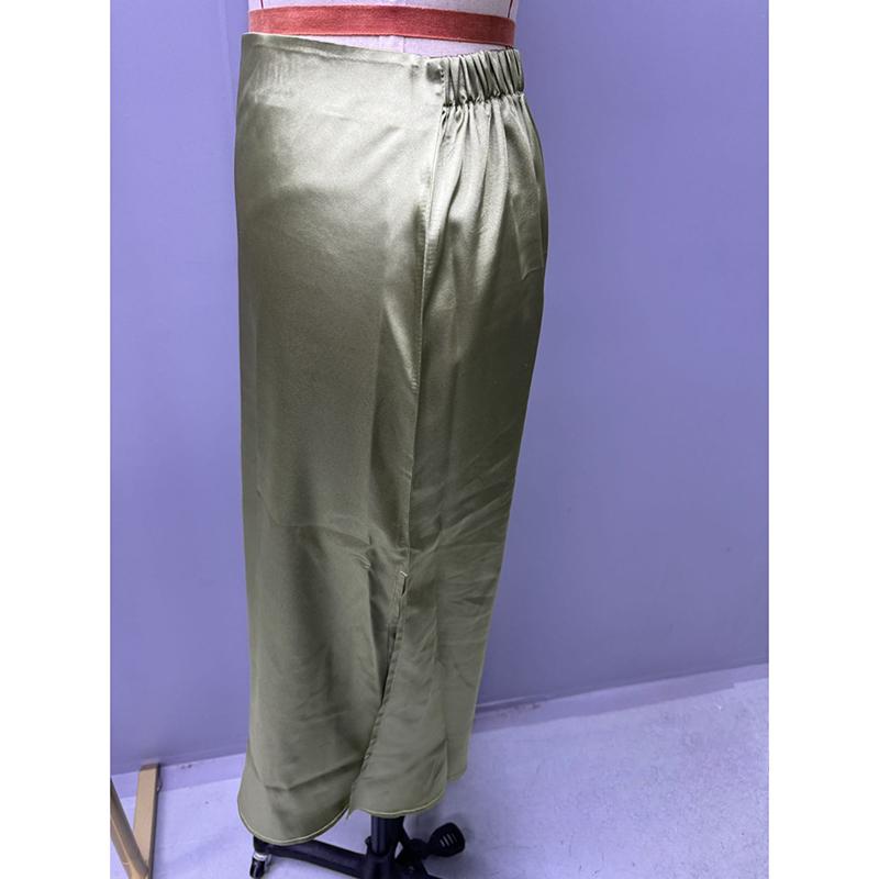 Mode Elegante Hohe Taille Satin Lange Röcke Frauen Slit Sexy Feste Beiläufige Lose Frau Rock Sommer Neue Vintage Einfache Schlank Satin damen Rock 26564