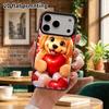 Phone Case: 2D Flat Design, Fits iPhone 18, 17, 16, 15, 14, 13 Pro, Color Silver Protective Case, Couple Style, Golden Retriever Puppy, Christmas and