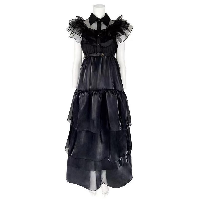 Wednesday gauze dress, Adams cospay, punk, Halloween costume
