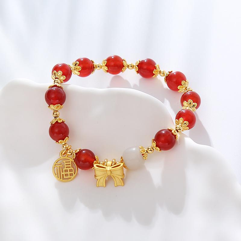 Natural agate bow braceletfashion women daily jewelry gift