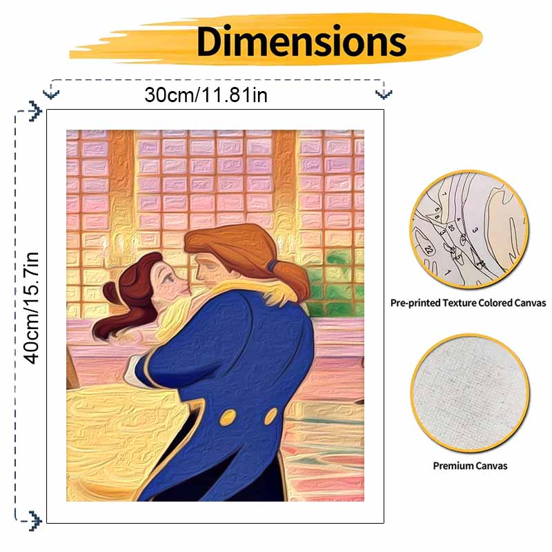 Disney Beauty Beast Paint By Number Kit Drawing Canvas DIY Picture Home Decor Couple Romantic Art Gift Oil Painting Wall Decor Set