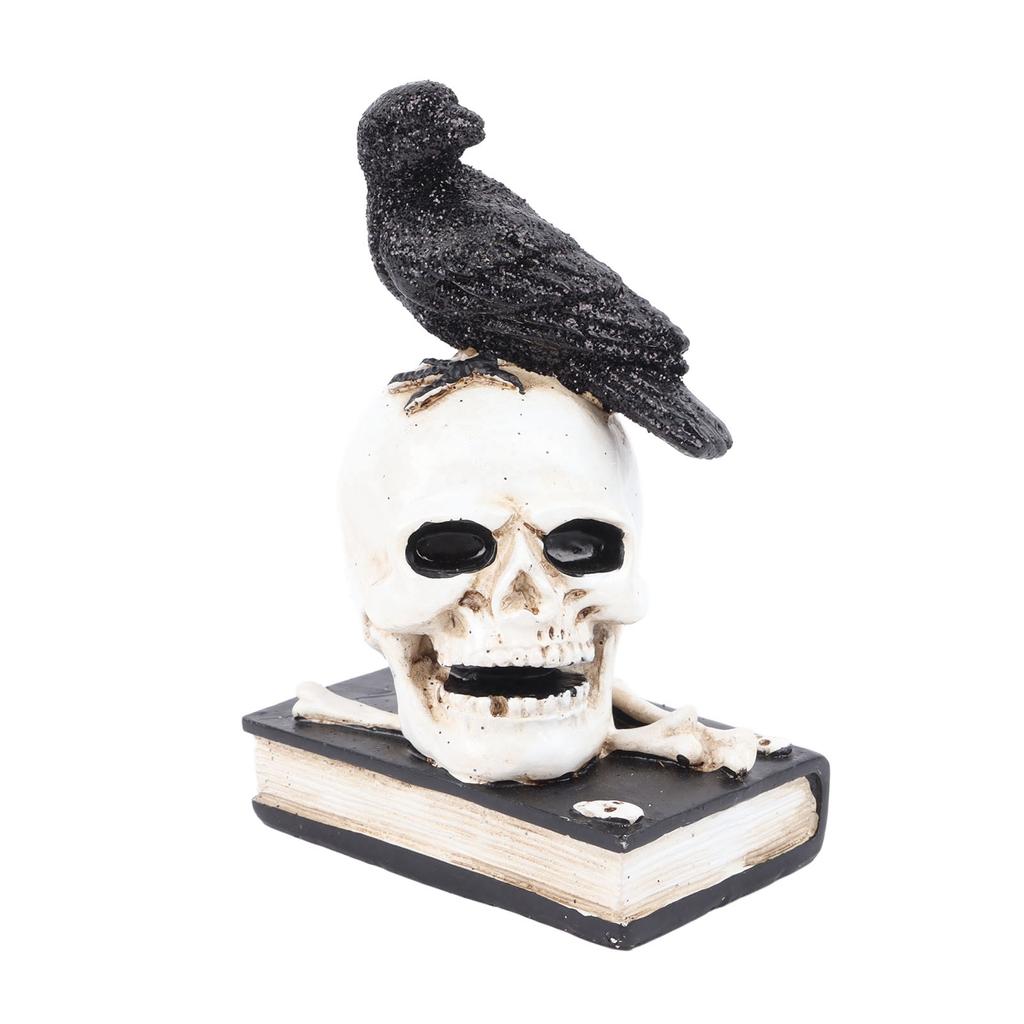 Skeleton Figurine Scary Rich Details Vibrant Colors Strong Resin Stable Skull Figurine for Halloween