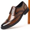 2025 New Designer Brown Brogue Shoes for Men Fashion Casual Lace Retro Dress Shoes Man Spring Autumn Pointed Wedding Shoe Man