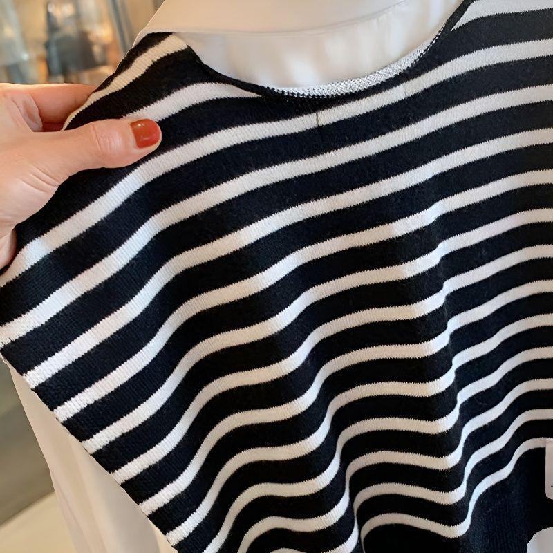 Korean-Style Striped Shawl Shirt: Versatile Summer Sun Protection and Travel Cover-Up