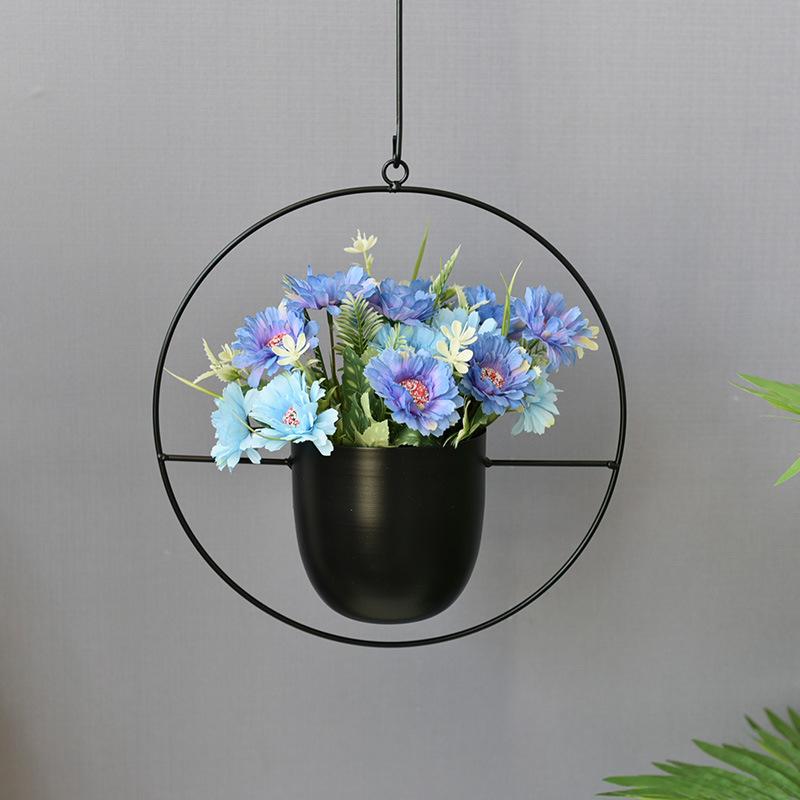 Wrought Iron Hanging Planter European Style Hydroponic Flower Pot for Spider Plants Succulents Vintage Balcony Garden Decor