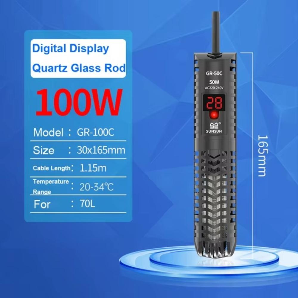 Adjustable Temperature Aquarium Submersible Heater LCD Display Heating Rod  Fish Tanks