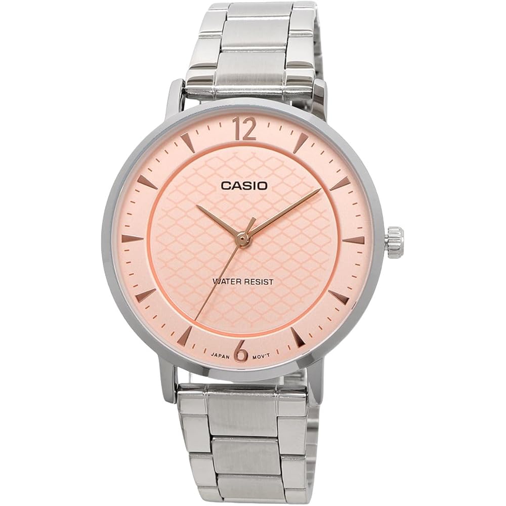Casio Analog Quartz Women's Watch LTP-VT04D-4A Salmon Pink Metal Band Imported Model