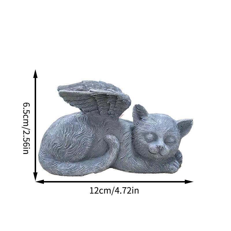 Resin Angel Dog Cat Garden Ornament Handcrafted Animal Memorial Sculpture For Lawn Decor