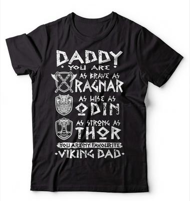 Men's Viking Dad T-Shirt Ragnar Thor Odin Norse Mythology Tee Retro Streetwear High-quality Crew-neck Short-sleeved Men's Tshirt