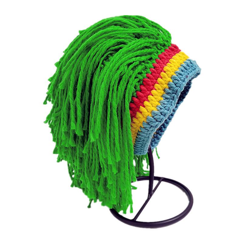 Unisex Funny Headgear With Dirty Braids, Woolen Hats, Hip-Hop Party Hats, Trendy And Personalized Warm Knitted Wigs, Hats