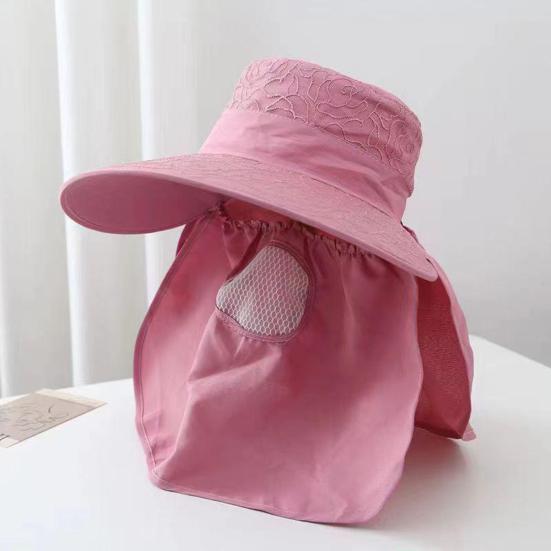 Sun Hat High-Density Sunscreen Fabric UPF50+ Protection Wide Brim Fisherman Hat Shawl Face Guard Design Outdoor Summer Hat