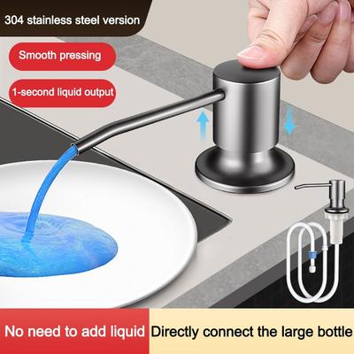 Dispensador de jabón para fregadero de acero inoxidable 304 Resistente a la corrosión Níquel cepillado Dispensadores de jabón integrados Bomba de jabón autocebante para encimera