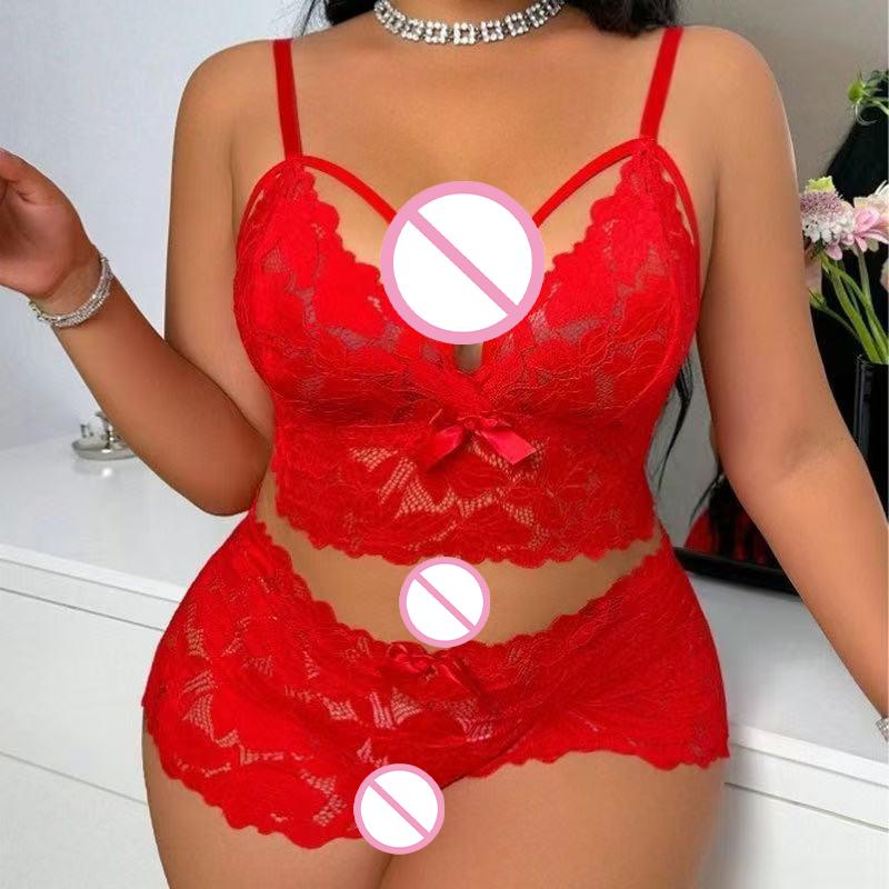 New Pajamas Set Lace Sleepwear For Women Exotic Costumes Babydoll Floral Transparent Traf And Short Sexy Lingerie Nightdress Hot
