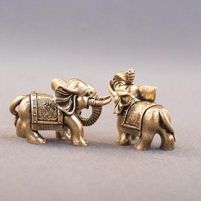 פיל נחושת בר מזל קישוטים קטנים פיל פליז מבורך פסלון מיניאטורי פסל חיה מברונזה עתיקה