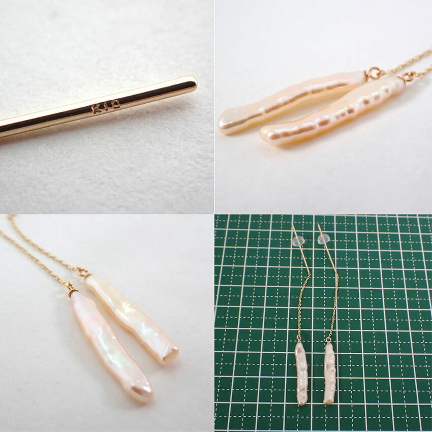 [New] K10 Freshwater Pearl/Long Chain Earrings/j33-2