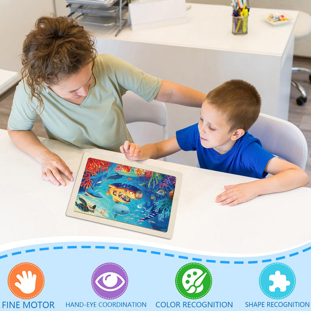 0.5cm Thick 24 Piece Cartoon Wooden Puzzle Puzzle For Children's Early Education And Puzzle Toys