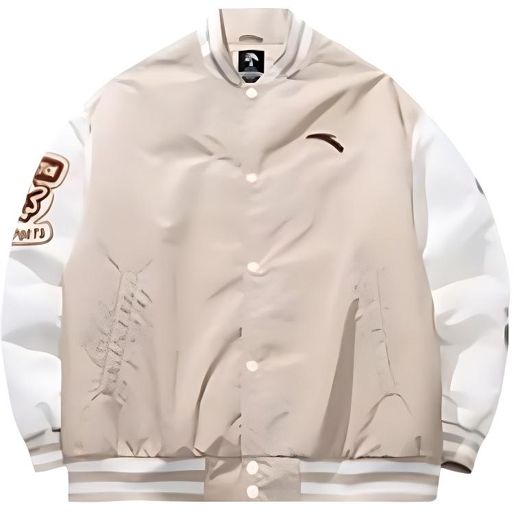 Anta Life Series Sport Casual Simple Letter Color Block Loose Cotton Jacket Unisex Jacket Nude-Khaki 972518801-2