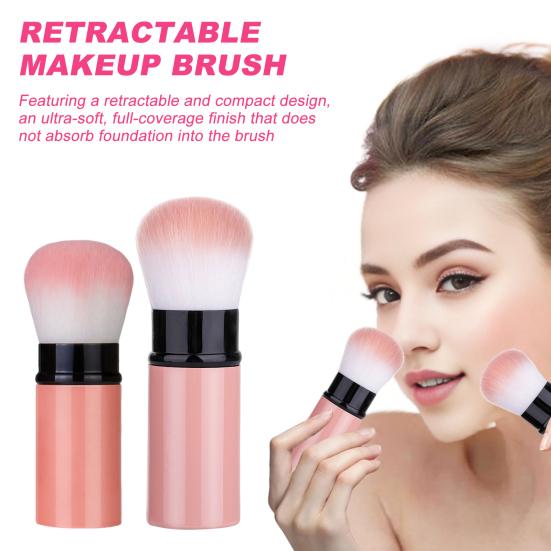 2Pcs/Set Retractable Makeup Brush Portable Multifunction Travel Kabuki Foundation Contour Loose Powder Eye Shadow Blush Sunscreen Cosmetics Brush