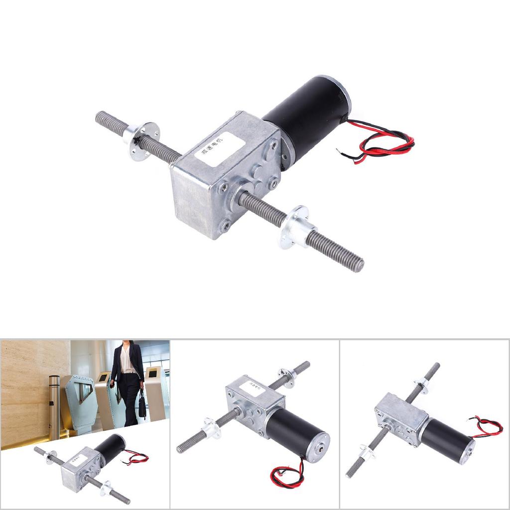 Worm Gear Motor Double Shaft Coaxial M8 Thread Speed Reduction 2435 Motor with Flange 24V