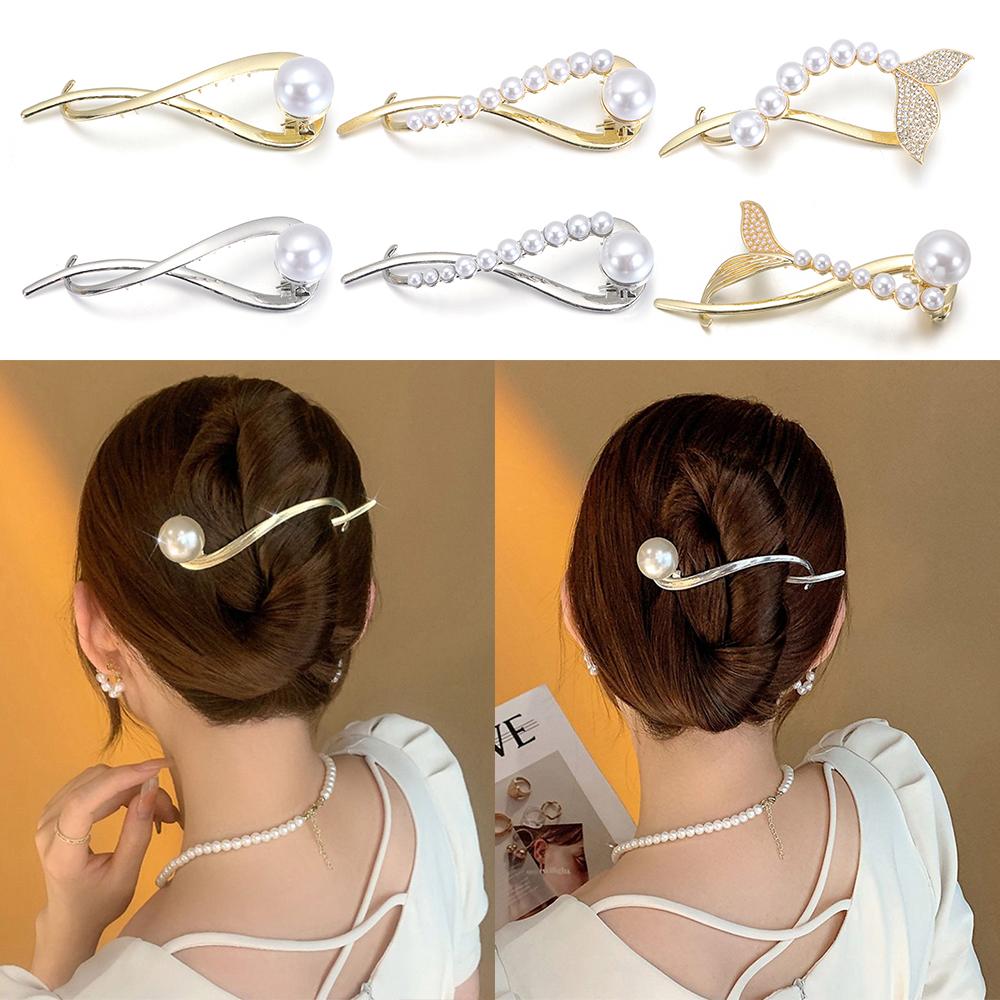 

2PCS New Trendy Irregular Pearl Metal Hair Claw Vintage Hairpin Hair Clip Hair Accessories