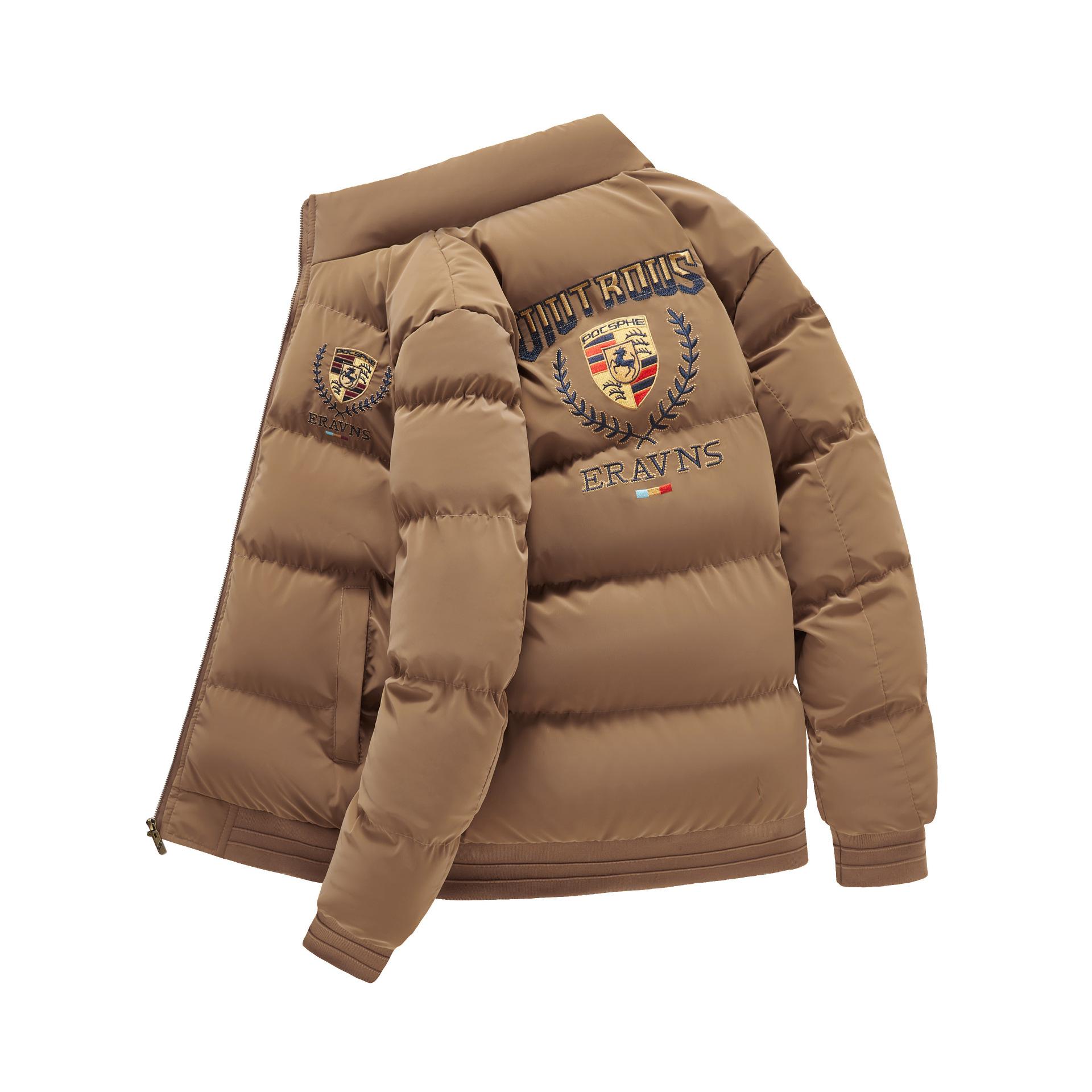 

New Winter Style Men s High-end Embroidered Stand Collar Cotton Coat for Youth Thickened Warm and Fashionable Cotton Coat 6XL