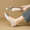 Women's Shoes Season New Rhinestone Square Head Middle Heel One Pedal Shallow High Heels Single Shoes Women
