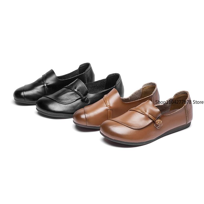 Fashion 2025 Pu Leather New Women's Flat Shoes Soft and Comfortable Walking Light Non-slip Loafers Fashion Women's Leather Shoes