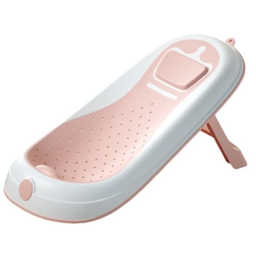 

Apaeofl Newborn Bath Support, Temperature-Sensing Bathtub Stand for Lying Baby, Foldable Soft Glue Bath Bed Net Bag (Full Soft Rubber, Pink)