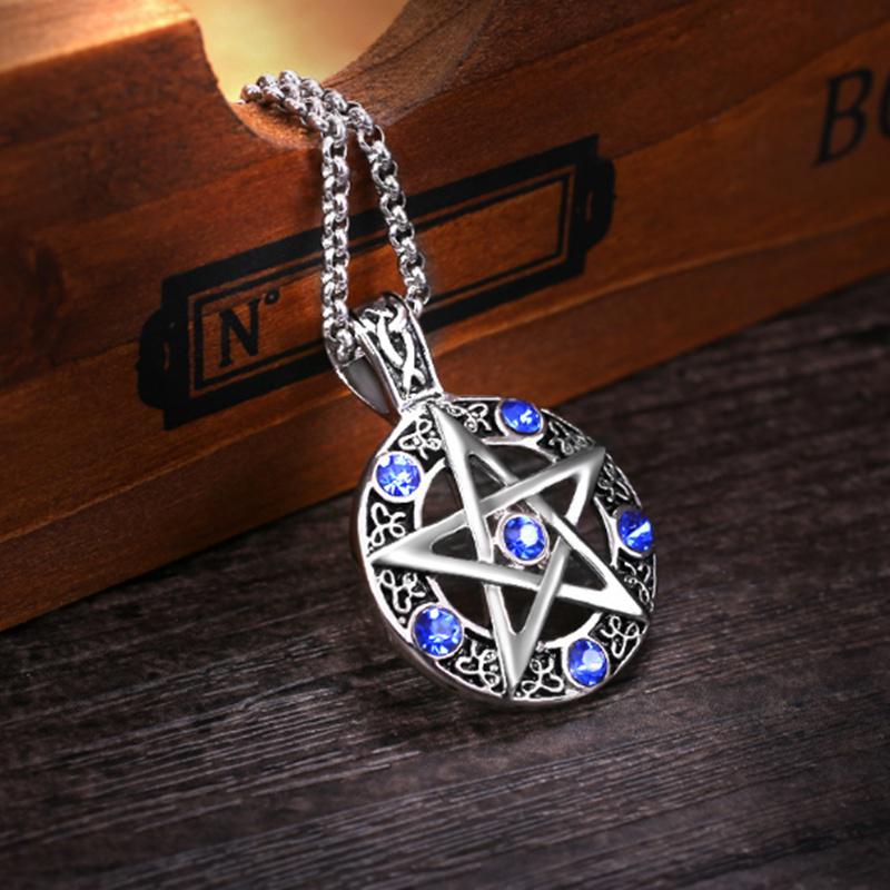Pentagram Pentacle Satanic Satan Devil Occult Magic Demon Goth Rock Unisex Supernatural Necklace Pendant Vintage Protect Witch Talisman Health Jewelry