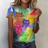 3D Printed Funny Animal T-Shirt for Women Cute Cat Graphic T Shirts Summer Harajuku Round Neck Tops Short Sleeves Loose Tees
