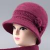 Hat Female Autumn and Winter Rabbit Hair Big Eaves Knitted Hat Old Hat Old Lady Fleece Warm Wool Hat