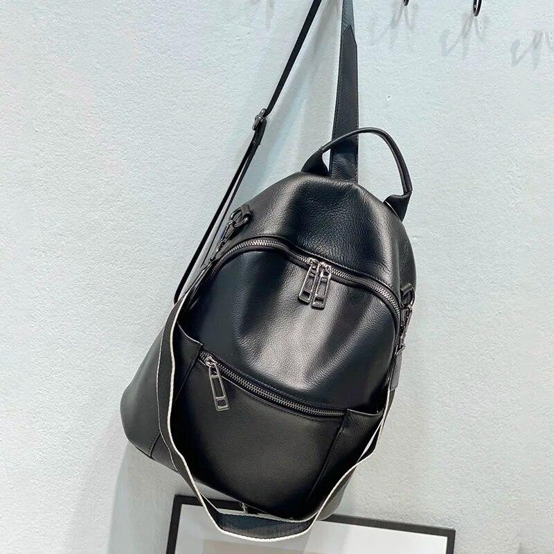 Nature High Quality 100% Genuine Leather Calfskin Women Backpacks Top Layer Cowhide School Book Backpack One Shoulder Bags