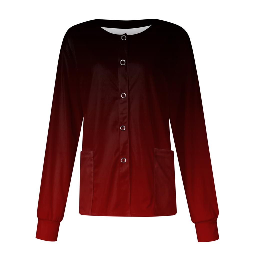 Dámská kapsa s dlouhým rukávem Pracovní stojáček Gradient Jednořadá ochranná kombinéza Cardigan Bunda Top