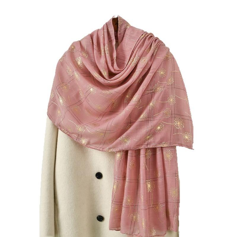 Spring and Autumn bronzing dandelion monochrome scarf women's models go out to travel and take pictures, good-looking fashion atmosphere shawl