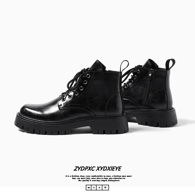 Men's Martin boots low-top British style retro men's medium-top thick-soled heightened side zipper boots 6895-X
