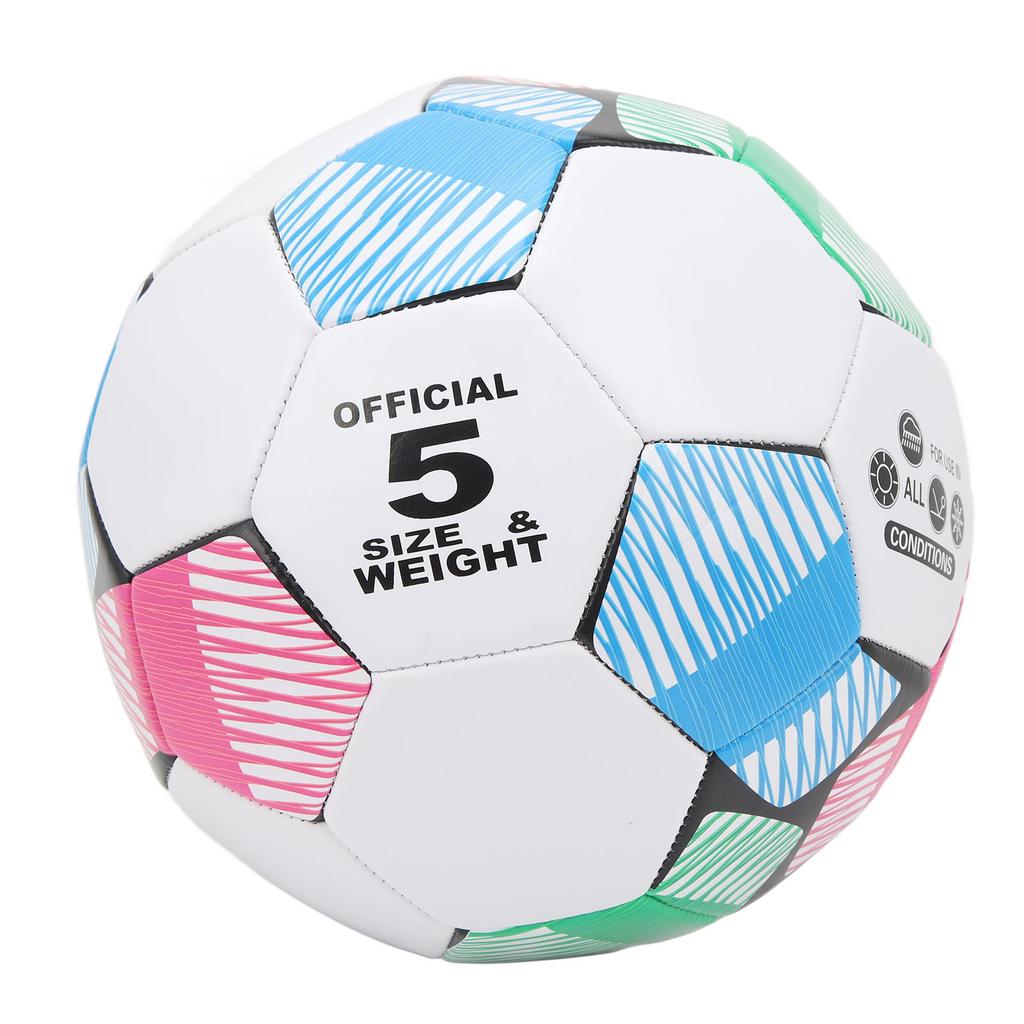 Soccer Ball PVC Soccer Football Size 5 Wear Resistant Soft Cover Training Sports Ball for Game Matches