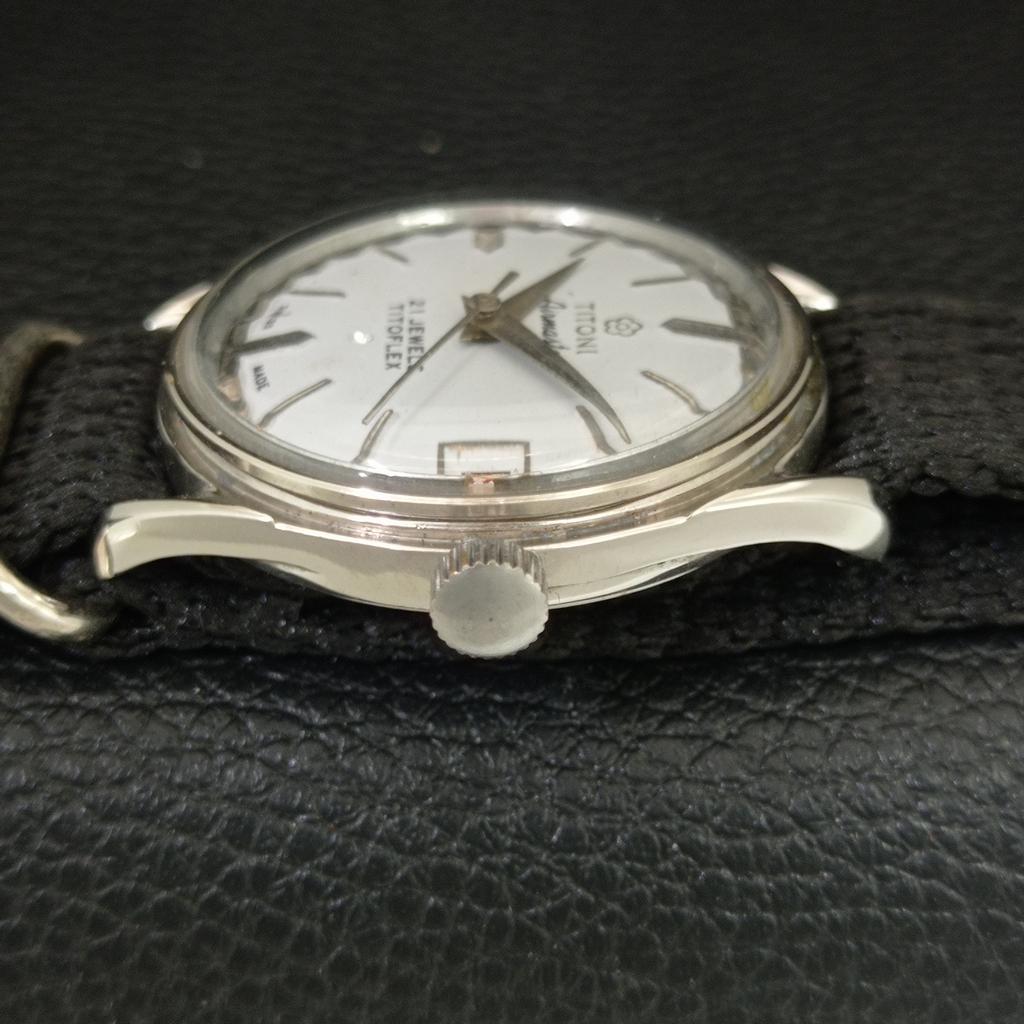 TITONI AIRMASTER TITOFLEX VINTAGE HAND-WINDING SWISS MENS GREY WATCH a705149-1