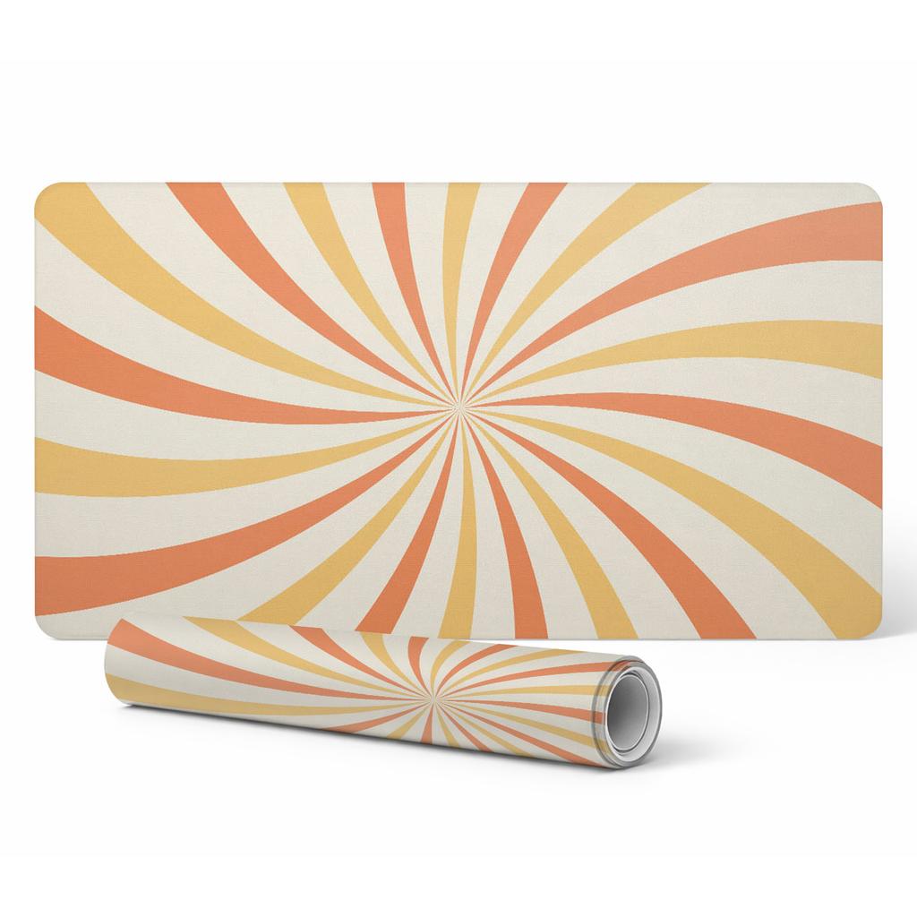 Gaming Mouse and Keyboard Pad, Retro Spinning Stripes, 120x60 Cm