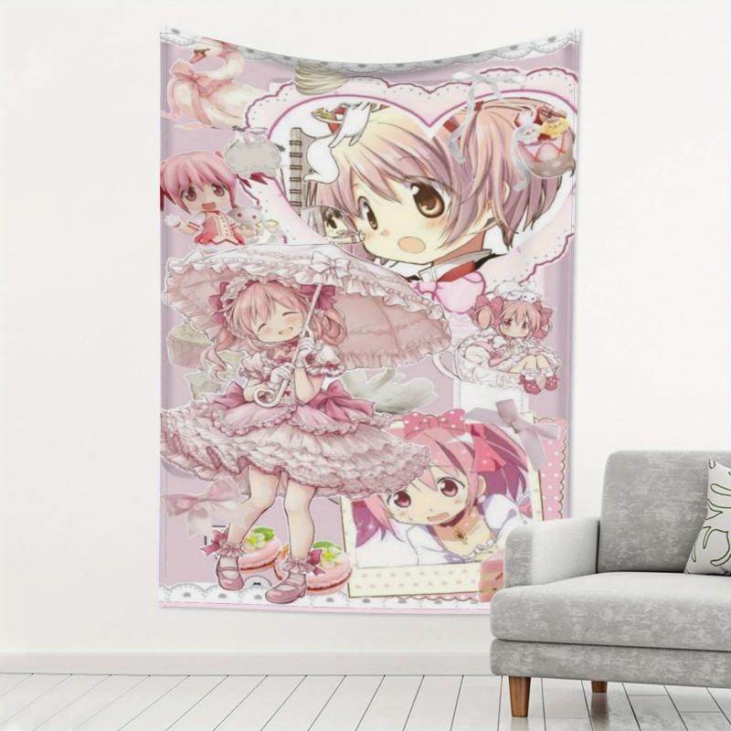 VIKAMA Pink Sweet Lolita Girl Tapestry anime Cute Cartoon ins Style Girl Heart Decoration Room Decoration Home Decoration