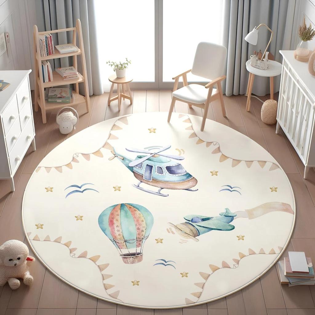 Airplane Children's Hot Air Balloon Kids Rug for Living Room Baby Girl Room Kids Playroom Mat Bedroom Rug Nursery Sofa Rug