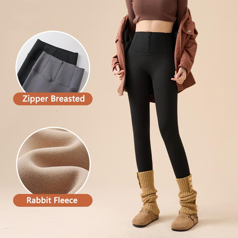 

Осенне-зимние леггинсы из кроличьего флиса с толстой грудью и молнией из акульей кожи, женские утягивающие талию обтягивающие спортивные леггинсы, теплые брюки M чёрный