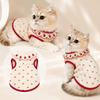 Thin Cat Pullover Cherry Pattern Pet Shirt Cute Cat Flower Edge Vest  Pet Clothing