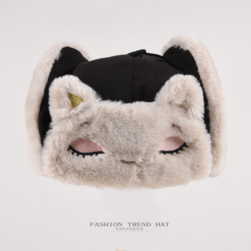 Beaver Cute Thunderhead Cap Female Cartoon Winter Thickening Cold Warm Cap Ear Protection Cycling Cotton Hat
